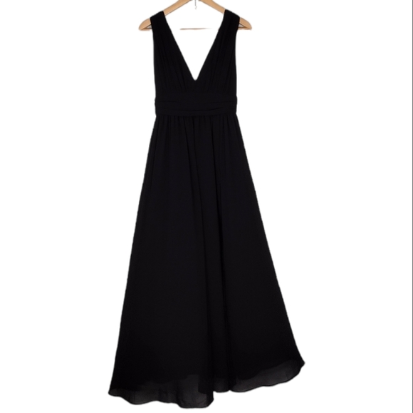 Black Bridesmaid Maxi Dress Formal Evening Gown - Picture 1 of 14